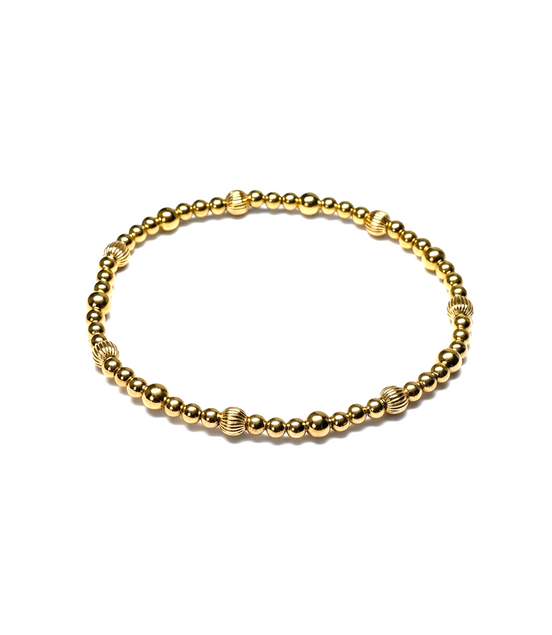 Gold Tripla Rigata 4mm Alternating Pattern Bead Bracelet ~ Maddy