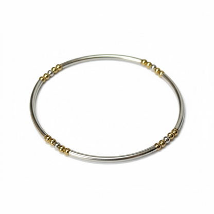 Kara ~ Two Tone Sterling Silver 2.5mm | Gold 2.5mm Bangle Beaded Bracelet