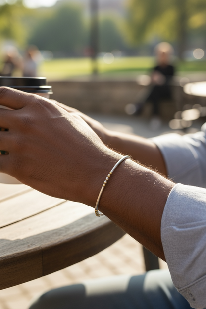 Kara ~ Two Tone Sterling Silver 2.5mm | Gold 2.5mm Bangle Beaded Bracelet