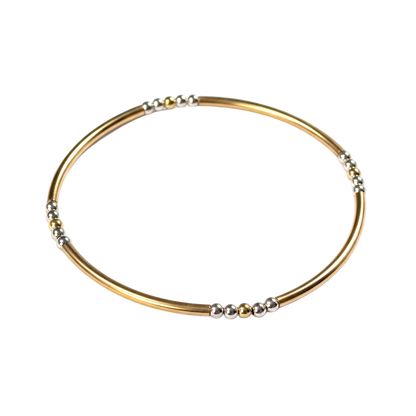 Natalie ~ Two Tone Gold 2.5mm | Sterling Silver 2.5mm Bangle Beaded Bracelet
