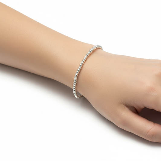 Michaela ~ Classic Sterling Silver 2mm Beaded Bracelet