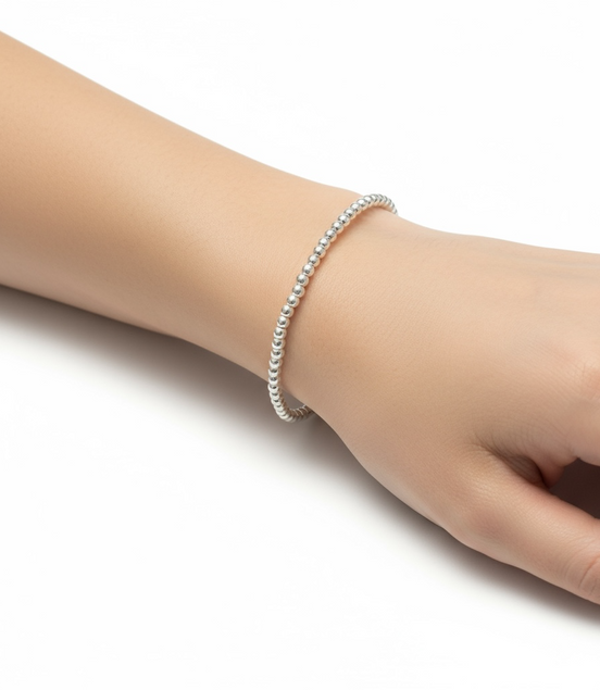 Classic Silver 2mm Bead Bracelet ~ Michaela