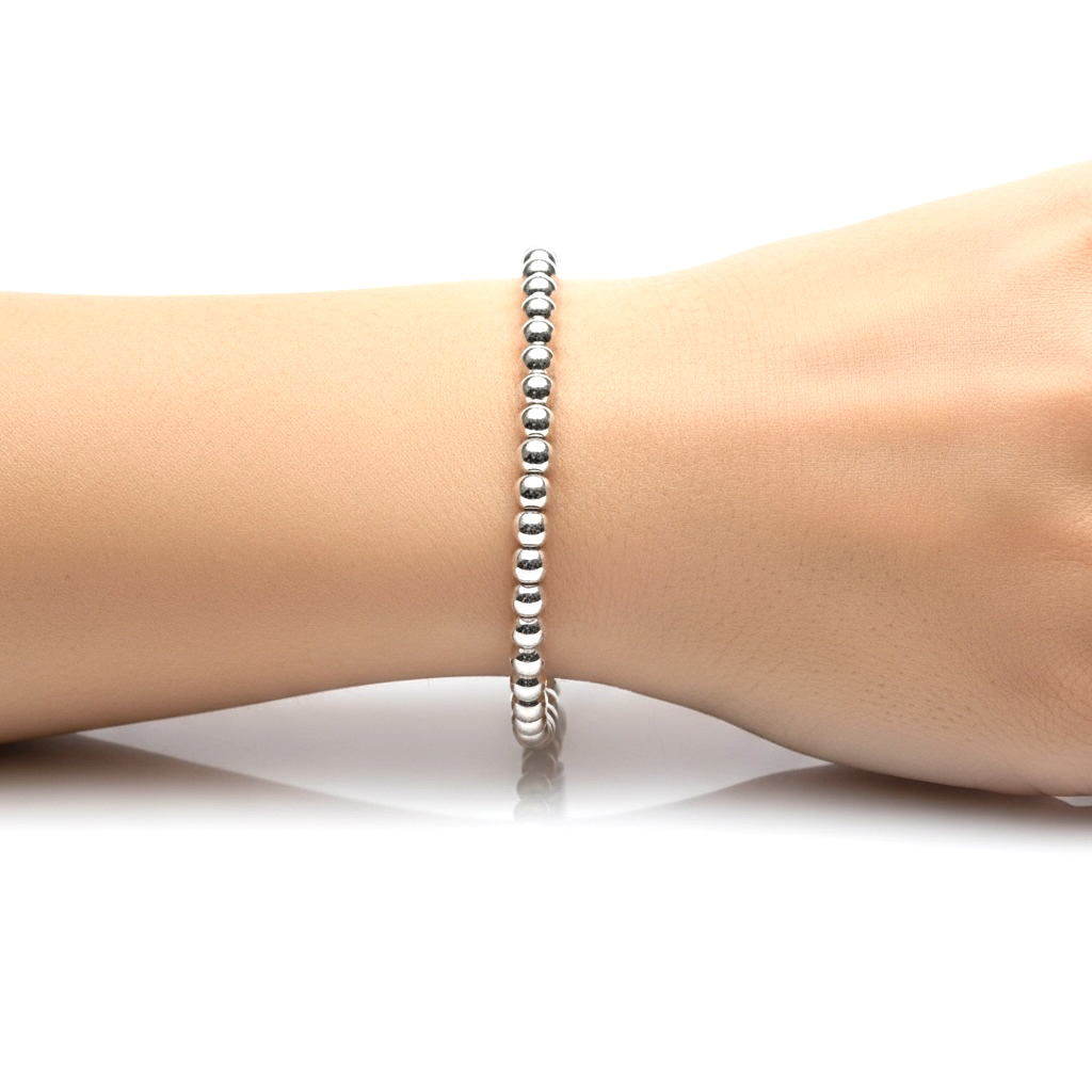 Sterling Silver Beaded Bracelet 4mm ~ Nada