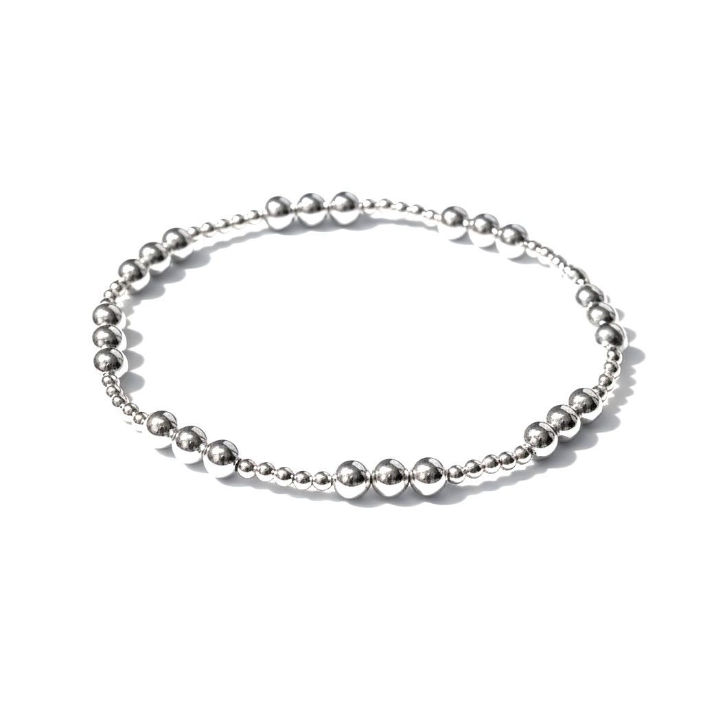 Classic Silver Tripla Pattern 4mm Bead Bracelet ~ Luci
