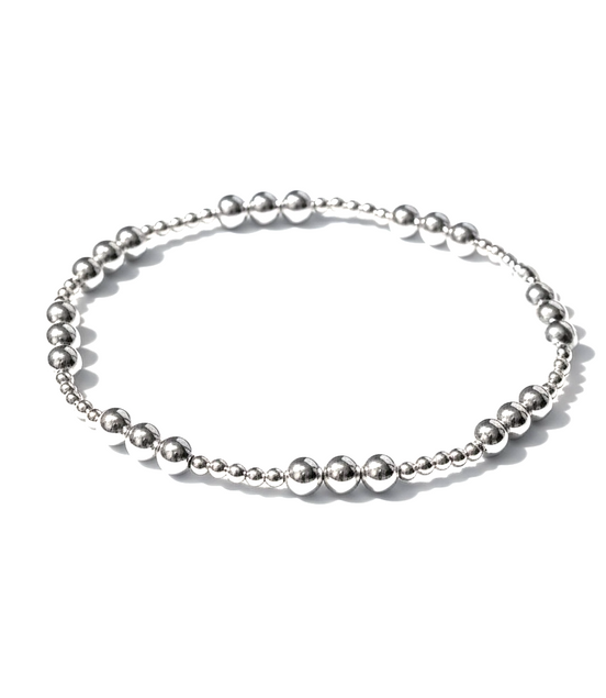 Classic Silver Tripla Pattern 4mm Bead Bracelet ~ Luci