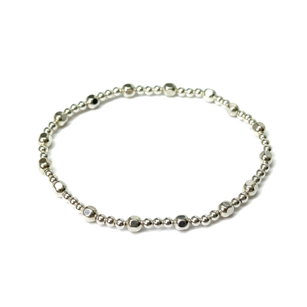 Silver Tripla Pepita Pattern 4mm Bead Bracelet ~ Mila