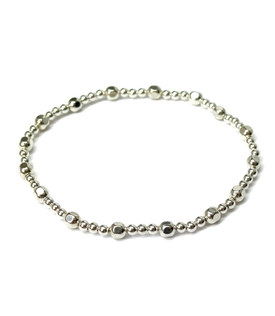 Silver Tripla Pepita Pattern 4mm Bead Bracelet ~ Mila