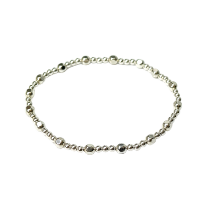 Mila ~ Sterling Silver Nugget 4mm Triple Pattern Beaded Bracelet
