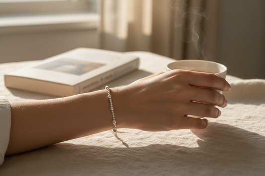 Mila ~ Sterling Silver Nugget 4mm Triple Pattern Beaded Bracelet