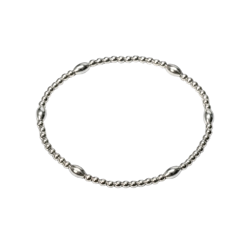 Sterling Silver Beaded Bracelet ~ Rice Bead 5mm | 2mm ~ Makenzie