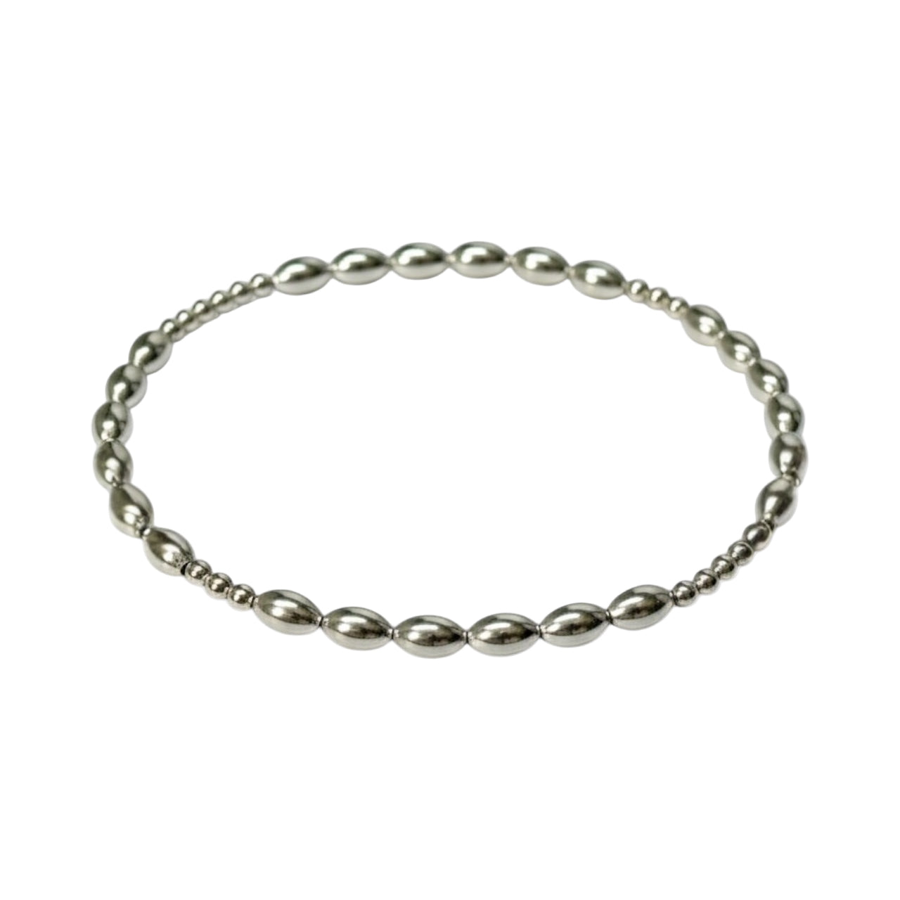 Sterling Silver Breaded Bracelet ~ Rice Bead Pattern 5mm | 2mm Pattern ~ Bianca