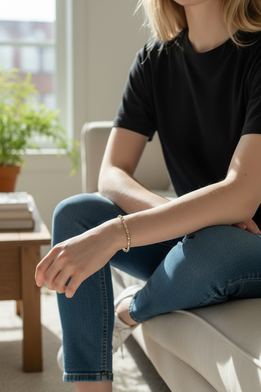 Mixed Metal Beaded Bracelet ~ Sterling Silver Rice 5mm | Gold 3mm Alternating Pattern ~ Melissa