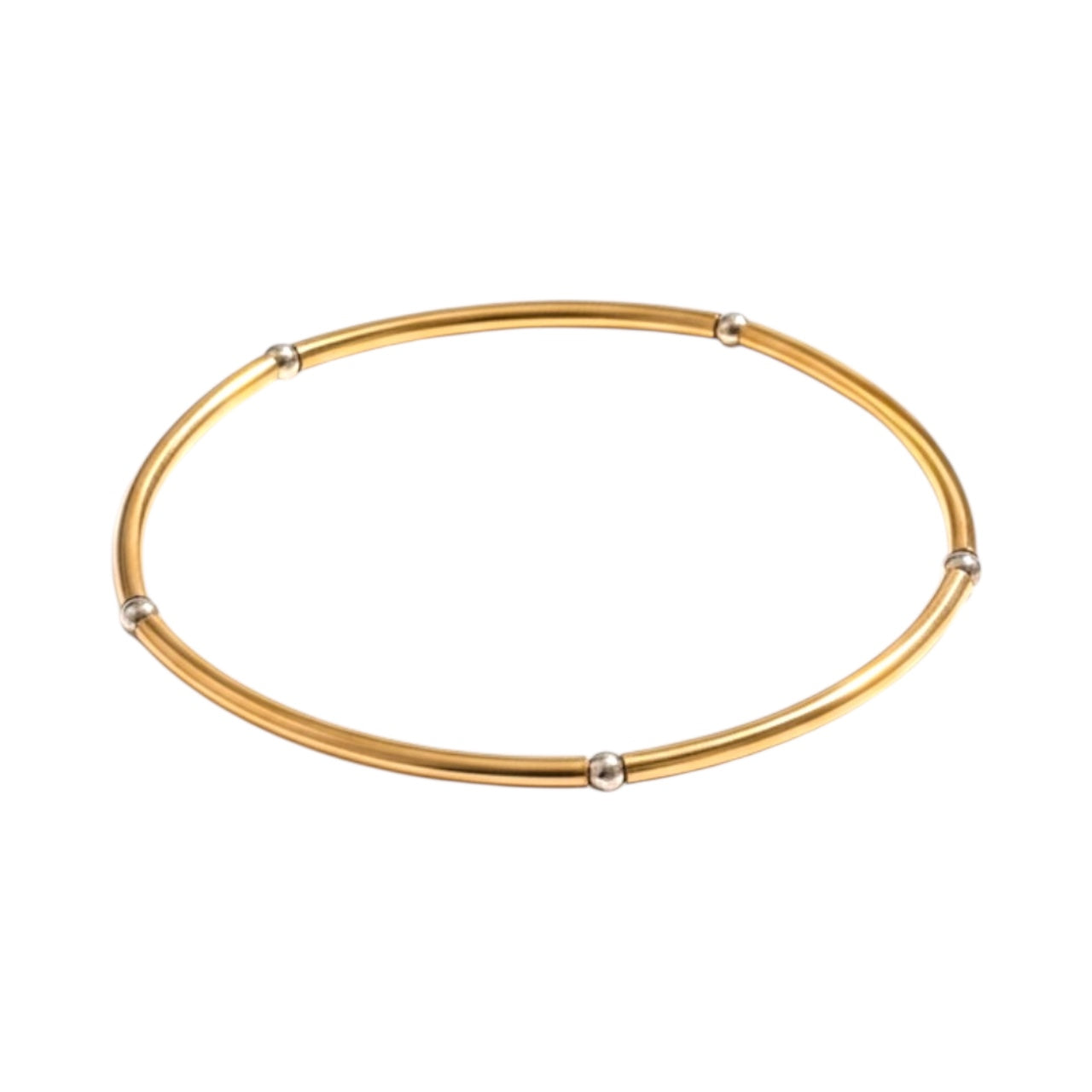 Elana ~ Two Tone Gold | Sterling Silver 3mm Bangle Beaded Bracelet