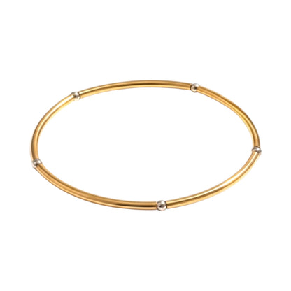 Elana ~ Two Tone Gold | Sterling Silver 3mm Bangle Beaded Bracelet