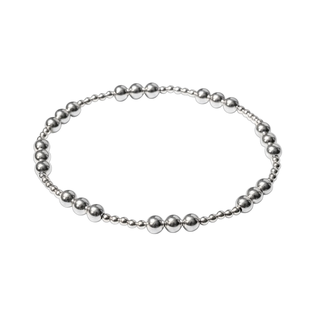 Sterling Silver Beaded Bracelet ~ 4mm  Classic Triple Pattern ~ Luci