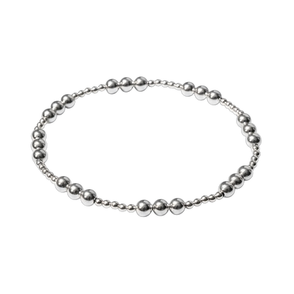 Sterling Silver Beaded Bracelet ~ 4mm  Classic Triple Pattern ~ Luci