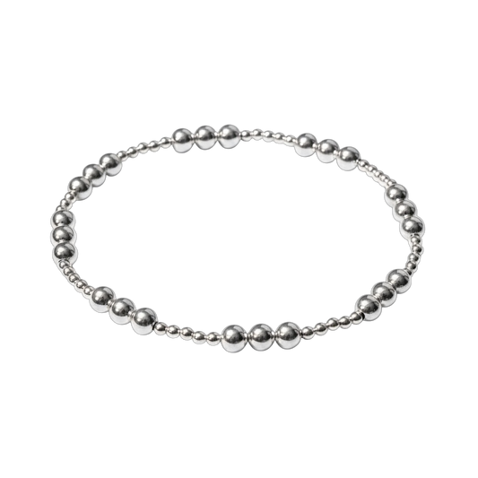 Luci ~ Classic Sterling Silver 4mm Triple Pattern Beaded Bracelet