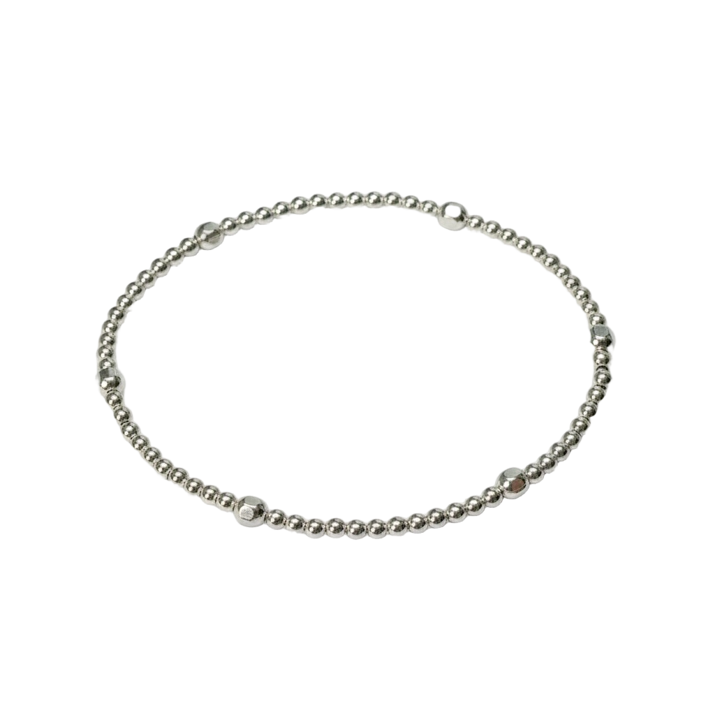 Adele ~ Sterling Silver Nugget 4mm Pattern Beaded Bracelet