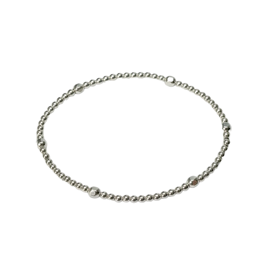 Adele ~ Sterling Silver Nugget 4mm Pattern Beaded Bracelet