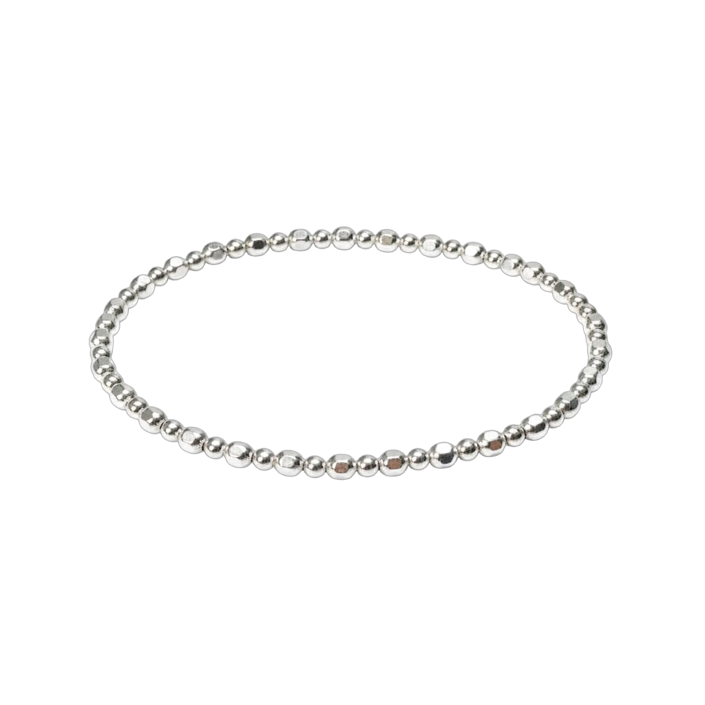 Sterling Silver Beaded Bracelet ~ Nugget Bead Alternating Pattern  4mm | 2.5mm ~ Laura