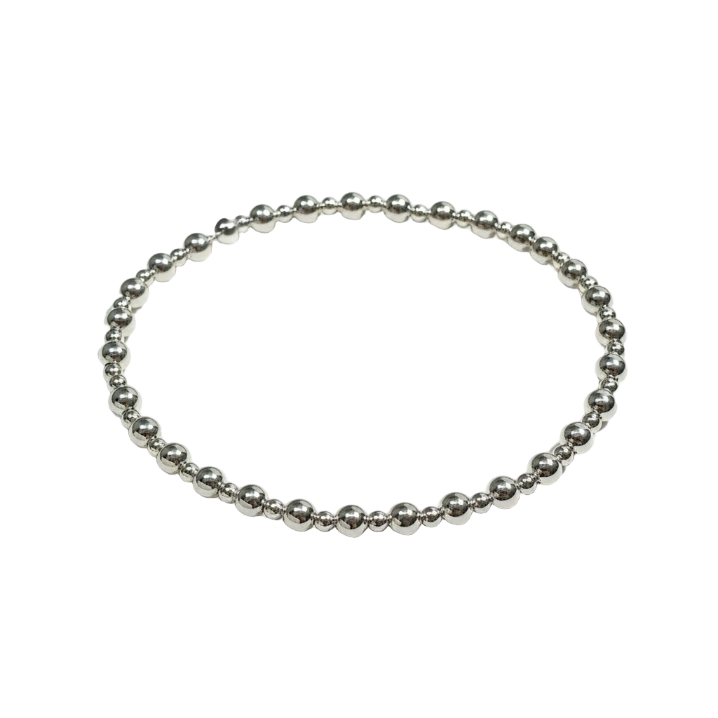 Sterling Silver Beaded Bracelet ~ Alternating Pattern 4mm | 2.5mm ~ Olivia