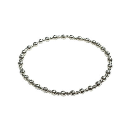 Sterling Silver Beaded Bracelet ~ Alternating Pattern 4mm | 2.5mm ~ Olivia