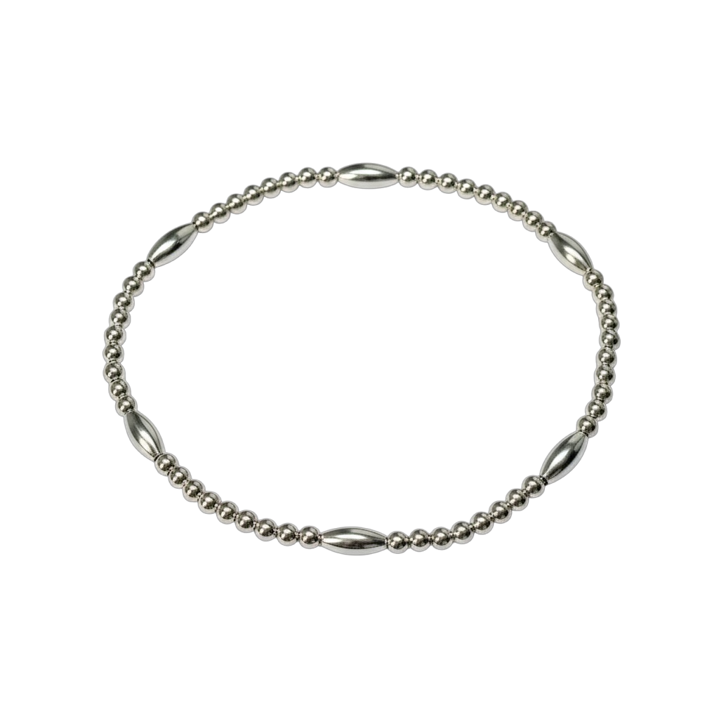 Sterling Silver Beaded Bracelet ~ Rice Bead 7mm | 2.5mm ~ Cali