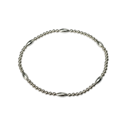 Sterling Silver Beaded Bracelet ~ Rice Bead 7mm | 2.5mm ~ Cali