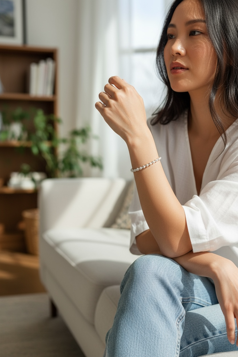 Sterling Silver Beaded Bracelet ~ Corrugated Alternating Pattern 4mm | 2.5mm ~ Claire