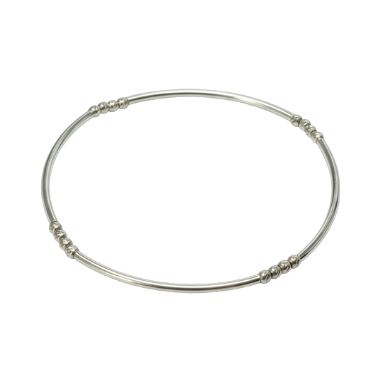 Reese ~ Sterling Silver Moon Cut 2.5mm Bangle Beaded Bracelet