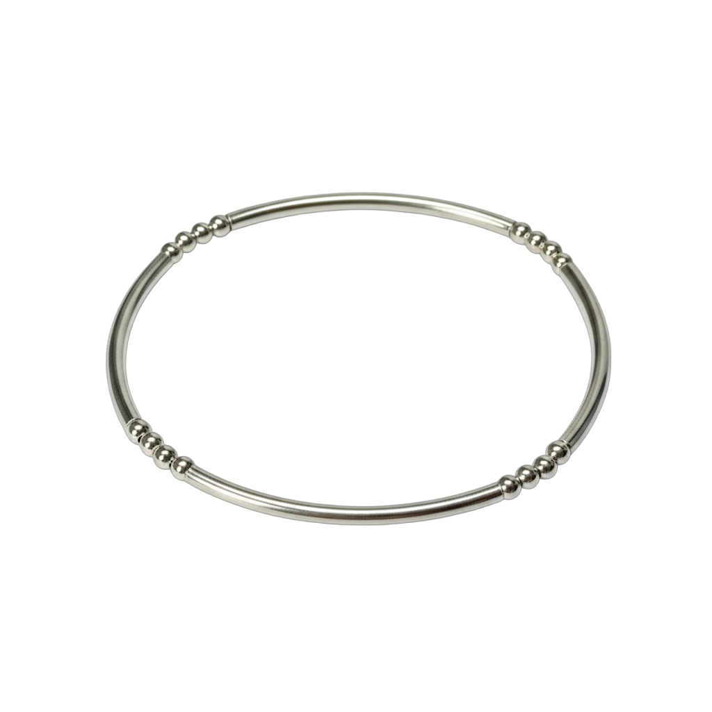 Penelope ~ Sterling Silver 2.5 Bangle Beaded Bracelet