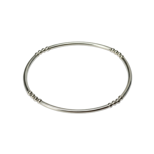 Penelope ~ Sterling Silver 2.5 Bangle Beaded Bracelet