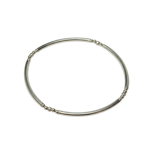 Nora ~ Sterling Silver Moon Cut 2.5mm Bangle Beaded Bracelet