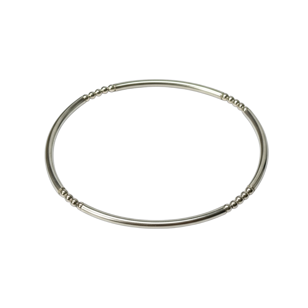 Andrea ~ Sterling Silver 2mm Bangle Beaded Bracelet