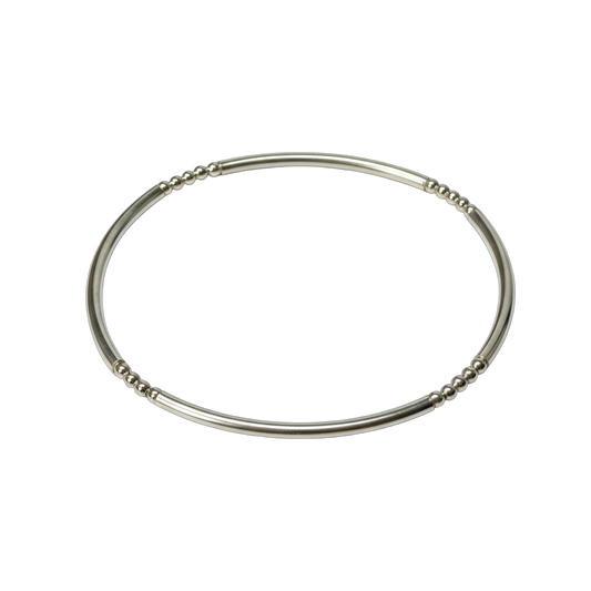 Andrea ~ Sterling Silver 2mm Bangle Beaded Bracelet