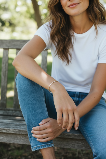 Andrea ~ Sterling Silver 2mm Bangle Beaded Bracelet