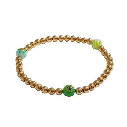 Flora ~ Gold 4mm Glass Venice Inspired Beaded Bracelet