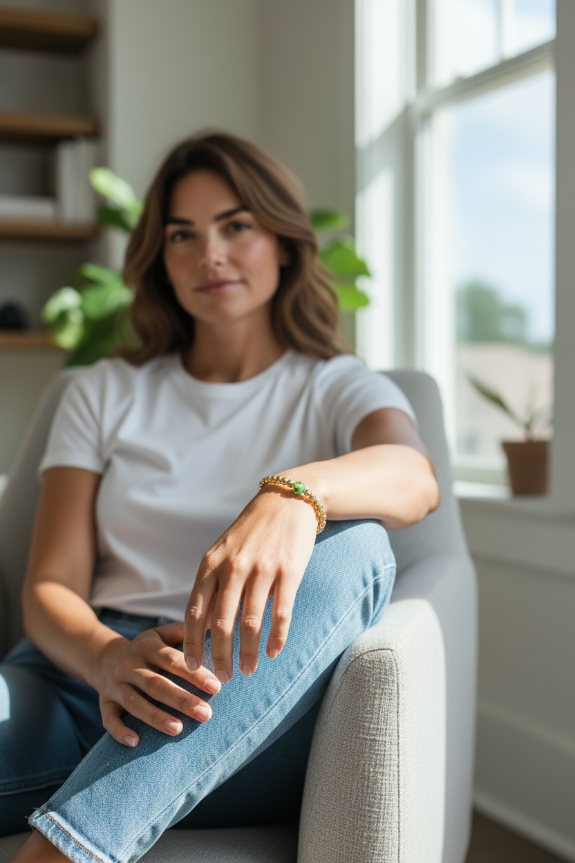 Flora ~ Gold 4mm Glass Venice Inspired Beaded Bracelet