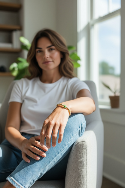 Flora ~ Gold 4mm Glass Venice Inspired Beaded Bracelet