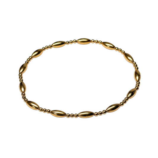 Ariana ~ Gold Rice 7mm | 2mm Triple Pattern Beaded Bracelet