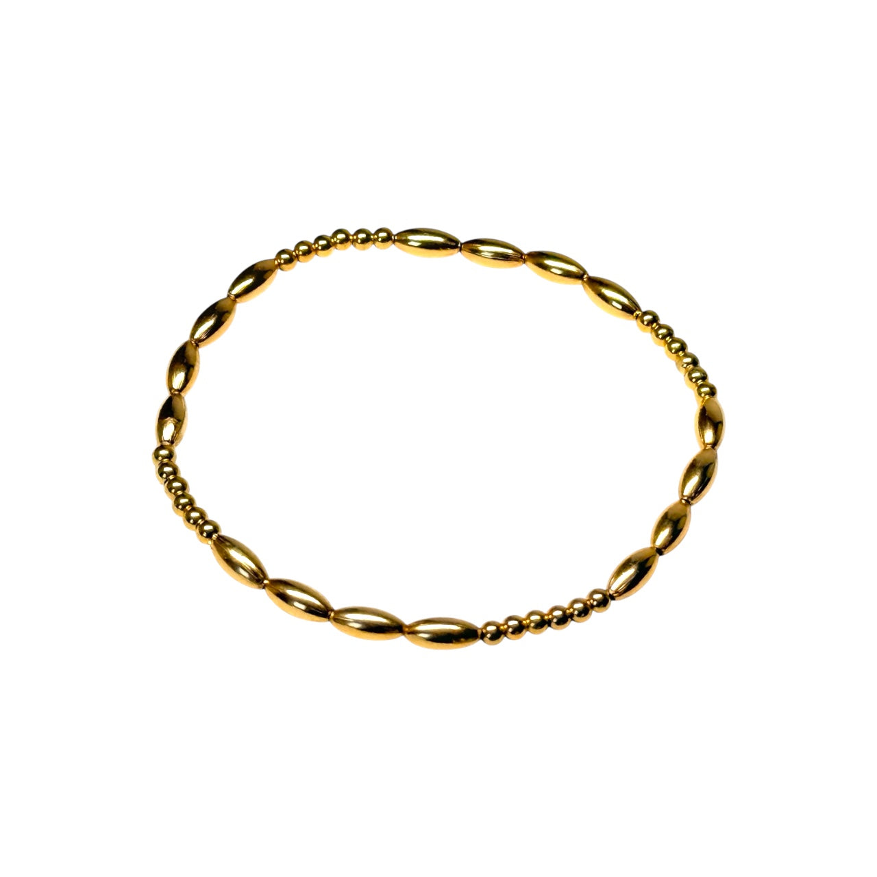 Gold Beaded Bracelet ~ Rice Bead 7mm | 2.5mm ~ Alexa