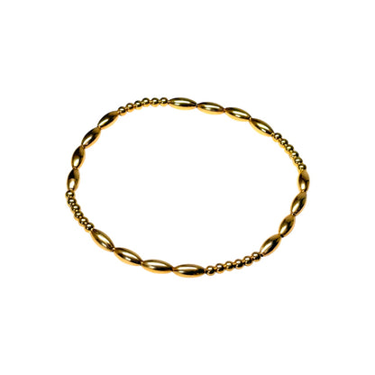 Gold Beaded Bracelet ~ Rice Bead 7mm | 2.5mm ~ Alexa