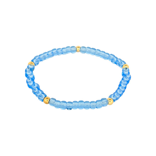 Cornflower Blue ~ Gold 4mm | Miyuki Seed 4mm Beaded Bracelet