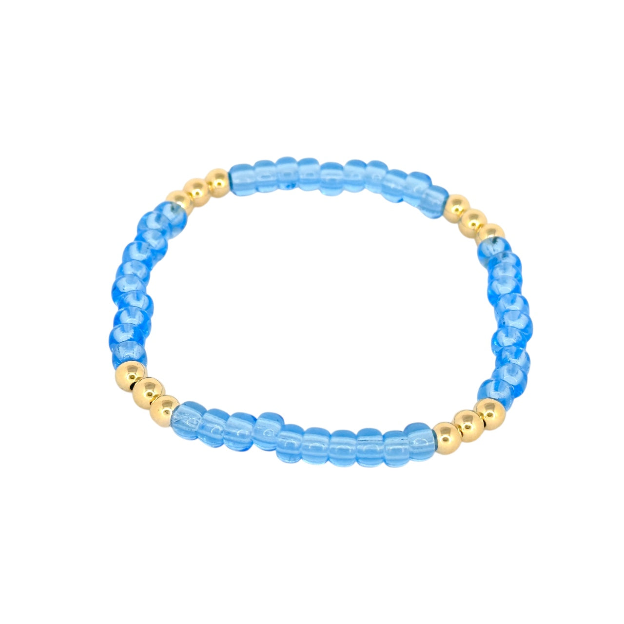 Cornflower Blue ~ Gold 4mm | Miyuki Seed 4mm Beaded Bracelet