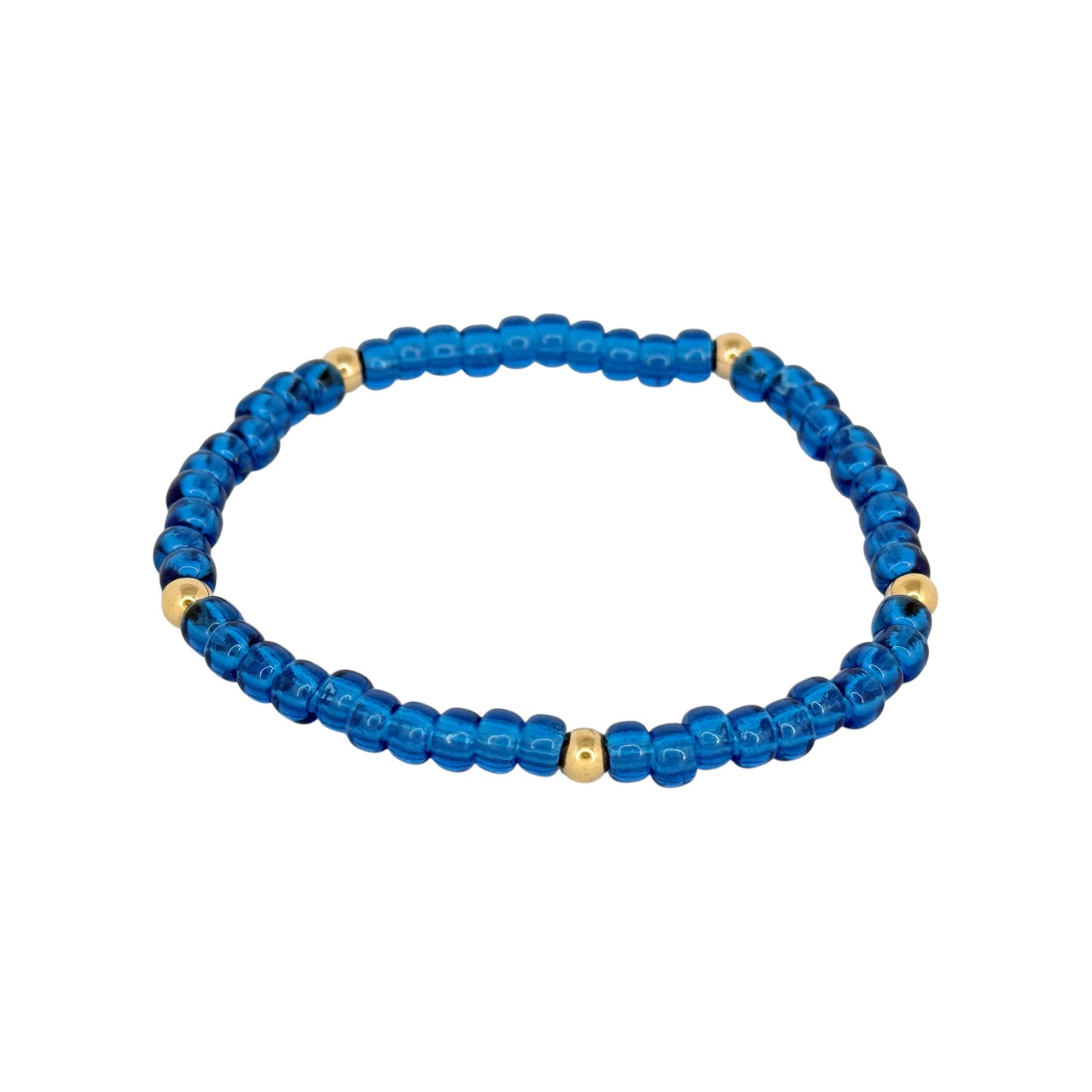 Sapphire ~ Gold 4mm | Miyuki Seed 4mm Beaded Bracelet