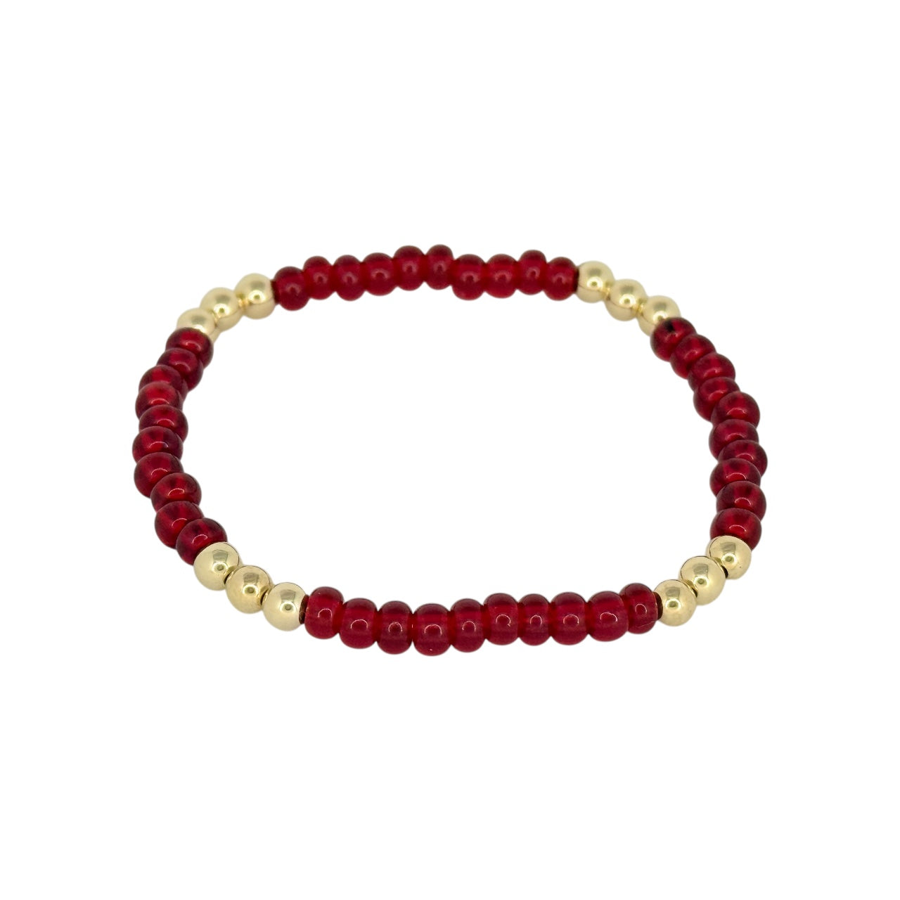 Ruby ~ Gold 4mm | Miyuki Seed 4mm Beaded Bracelet