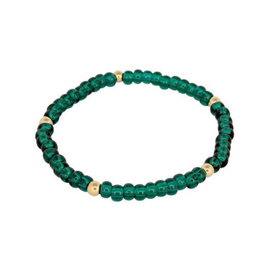 Emerald ~ Gold 4mm | Miyuki Seed 4mm Beaded Bracelet