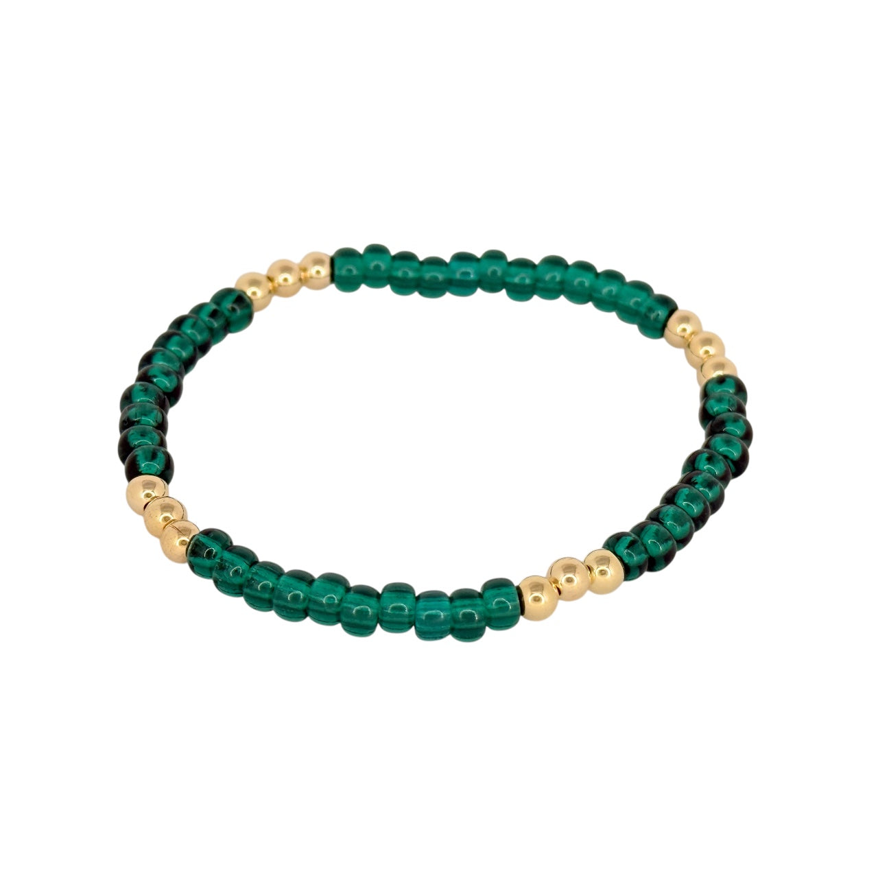 Emerald ~ Gold 4mm | Miyuki Seed 4mm Beaded Bracelet