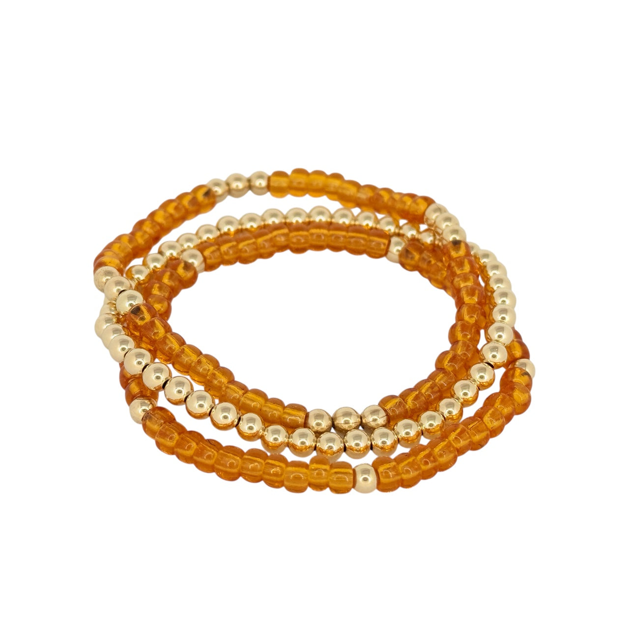 Topaz ~ Gold 4mm | Miyuki Seed 4mm Beaded Bracelet