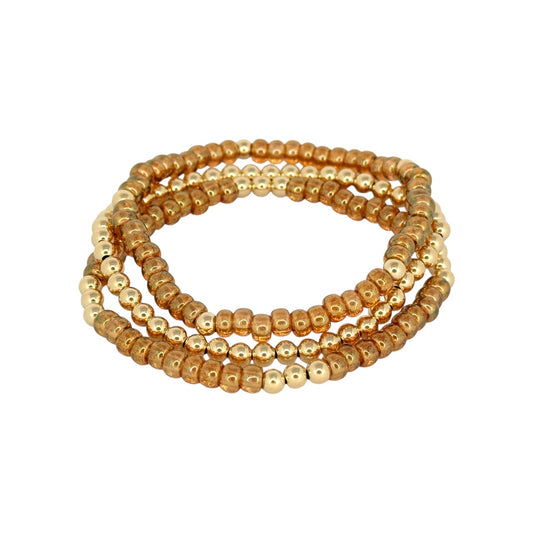 Gold Luster Topaz ~ Gold 4mm | Miyuki Seed 4mm Beaded Bracelet